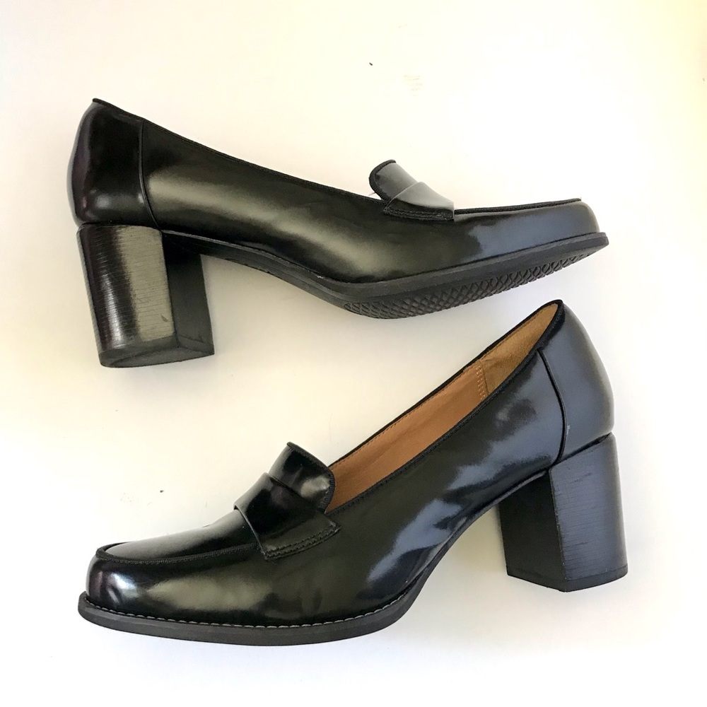 Clarks Tarah Grace Black Block Heel Pumps Size 9M - Picture 2 of 9